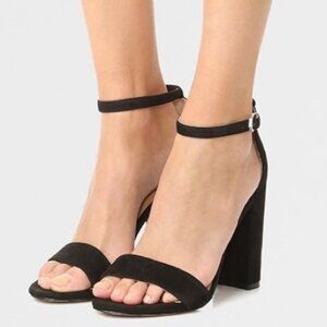 Sam Edelman SZ 7.5 Yaro Black Leather Ankle Strap Sandal Staple Party Y2K Old $